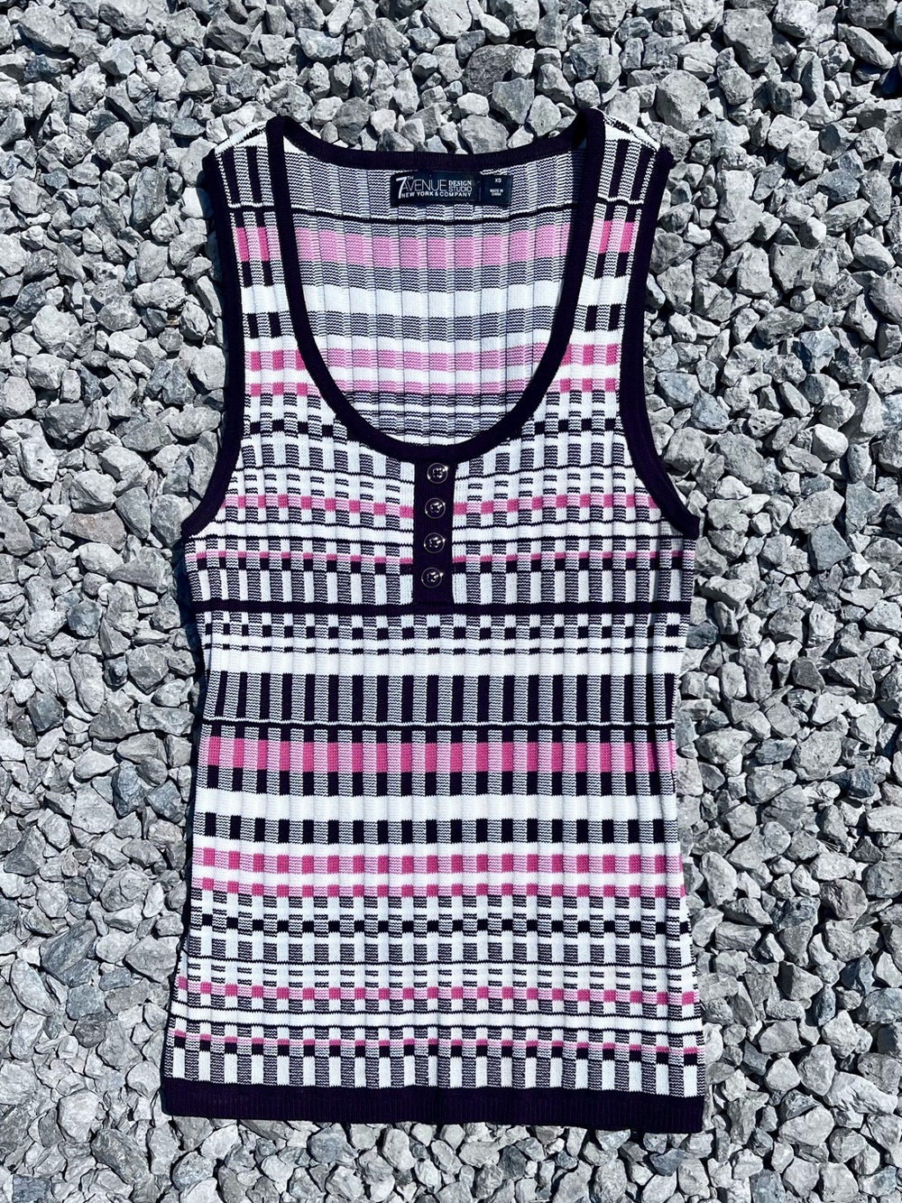 NW/OT 7th Avenue Design Studio New York & Company Ribbed Henley Tank Top - XS